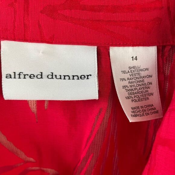 Alfred Dunner Red Sheer Button Down Shirt Size 14 EUC - Picture 7 of 7